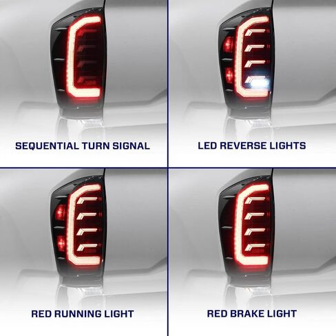 Sequential LED Tail Lights compatible with Toyota, Tacoma 2016-2023, Smoked (pair) in Kuwait