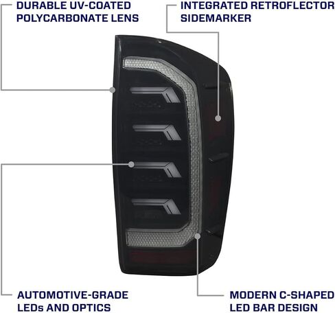 Sequential LED Tail Lights compatible with Toyota, Tacoma 2016-2023, Smoked (pair) in Kuwait