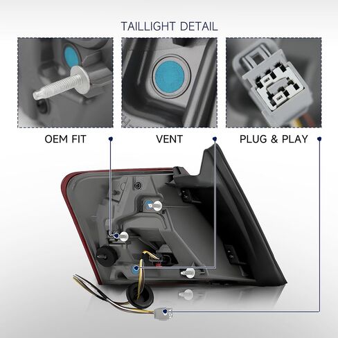 Tail Light متوافق مع 2013 2014 2015 2015 2017 2018 2019 Ford Taurus الخارجي المصباح الخلفي الخلفي استبدال FO2804108 DG1Z13405AA جانب السائق الأيسر in Saudi Arabia