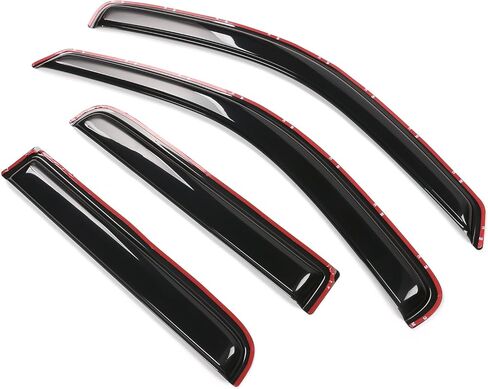 IKON MOTORSPORTS, in Channel Window Visor Compatible with 2000-2004 Dodge Dakota Crew Cab, Slim Style Acrylic Smoke Tinted Rain Guards Shade Side Window Wind Deflector in Saudi Arabia