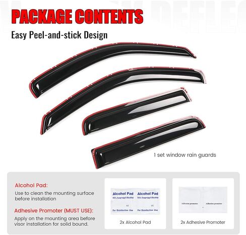 IKON MOTORSPORTS, in Channel Window Visor Compatible with 2000-2004 Dodge Dakota Crew Cab, Slim Style Acrylic Smoke Tinted Rain Guards Shade Side Window Wind Deflector in Saudi Arabia