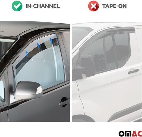 Omac Window Visor Vent Vent Deflector for Ram Promaster City 2015-2022 Black Smoke 2 PCS in Kuwait