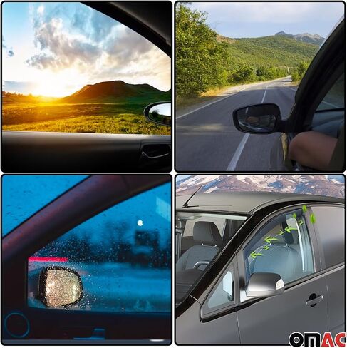 Omac Window Visor Vent Vent Deflector for Ram Promaster City 2015-2022 Black Smoke 2 PCS in Kuwait