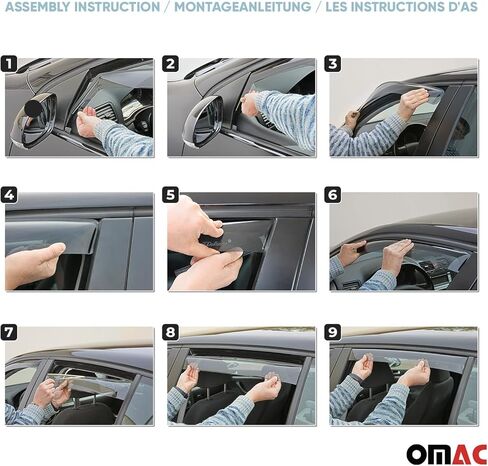 Omac Window Visor Vent Vent Deflector for Ram Promaster City 2015-2022 Black Smoke 2 PCS in Kuwait