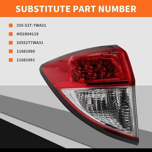 HO2804119 خارجي ضوء الذيل الجانب الأيسر متوافق مع 2019 2020 2021 2022 HRV HR-V DRIVER LAPE LAMP LAMPANTALLIGHT 335-52T-7WA31 11681090 11681091 in Saudi Arabia