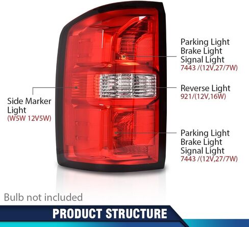 Pit66 Lens Lens Left Left Lights W/O لمصابيح متوافقة مع GMC Sierra 1500 2014-2018/FIT GMC Sierra 2500 HD 2015-2019/FIT GMC SIERA 3500 HD 2015-2019 مجموعة مصباح الضوء الخلفي in Saudi Arabia