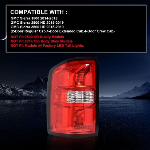 Pit66 Lens Lens Left Left Lights W/O لمصابيح متوافقة مع GMC Sierra 1500 2014-2018/FIT GMC Sierra 2500 HD 2015-2019/FIT GMC SIERA 3500 HD 2015-2019 مجموعة مصباح الضوء الخلفي in Saudi Arabia