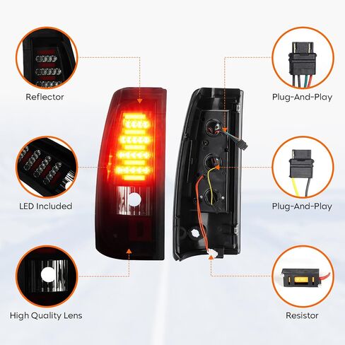 Tail Light + 3rd Brake Cargo Lamp for Chevy Silverado 1500 2500 2003-2006, GMC Sierra 1500 2500 3500 & 1500 2500 HD 2004-2006, Third High Mount Stop Light Rear LED Taillight, 19169002 19169004 in Saudi Arabia