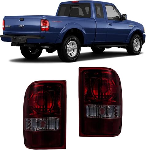 Tail Lights Compatible with Ford Ranger 2001-2011 Rear Lamps (Smoke Red)；NO Bulbs in Kuwait