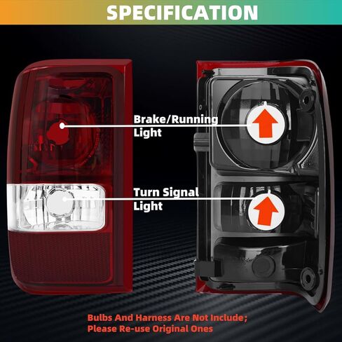 Tail Lights Compatible with Ford Ranger 2001-2011 Rear Lamps (Smoke Red)；NO Bulbs in Kuwait