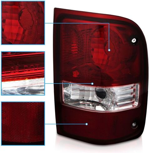 Tail Lights Compatible with Ford Ranger 2001-2011 Rear Lamps (Smoke Red)；NO Bulbs in Kuwait