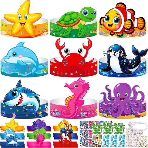80UncleKimby 36PCS Jungle Safari Animal Crafts, DIY Paper Crowns Bulk Party Favors for Zoo Birthday Activities, Art and Craft Headbands Kit in Kuwait
