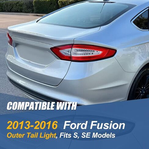 أضواء ذيل خلفية آلية تتوافق مع 2013 2014 2015 2016 Ford Fusion S/SE ، الجهة اليمنى على الجانب الأيمن مصابيح الفرامل الخارجية LED ، FO2805110 ، العدسة الحمراء Chrome Housing in Saudi Arabia