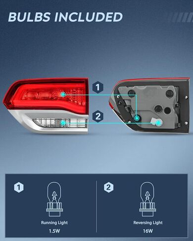 Nilight Taillight Assembly Compatible with 2014 2015 2016 2017 2018 2019 2020 Jeep Grand Cherokee Laredo/Limited/Overland/Summit Tail Lights Outer Passenger Side w/Bulbs in Saudi Arabia