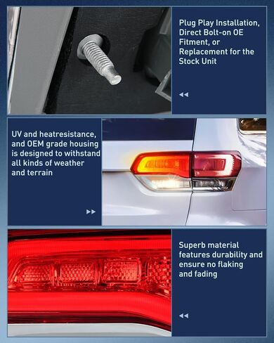 Nilight Taillight Assembly Compatible with 2014 2015 2016 2017 2018 2019 2020 Jeep Grand Cherokee Laredo/Limited/Overland/Summit Tail Lights Outer Passenger Side w/Bulbs in Saudi Arabia