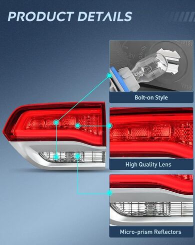Nilight Taillight Assembly Compatible with 2014 2015 2016 2017 2018 2019 2020 Jeep Grand Cherokee Laredo/Limited/Overland/Summit Tail Lights Outer Passenger Side w/Bulbs in Saudi Arabia
