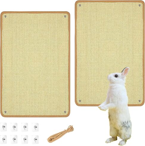 2PCS Rabbit Scratching Pads Natural Sisal Bunny Scratching Pads for Claw & Teeth Care with Anti-Slip Dot Embossing Process, 16x12 in in Saudi Arabia