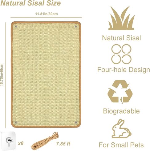 2PCS Rabbit Scratching Pads Natural Sisal Bunny Scratching Pads for Claw & Teeth Care with Anti-Slip Dot Embossing Process, 16x12 in in Saudi Arabia