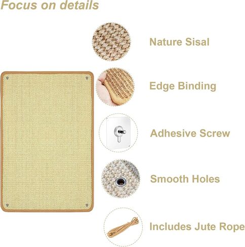 2PCS Rabbit Scratching Pads Natural Sisal Bunny Scratching Pads for Claw & Teeth Care with Anti-Slip Dot Embossing Process, 16x12 in in Saudi Arabia