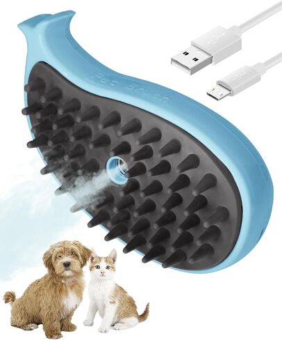 Cat Steam Brush for Shedding - 3 in 1 Steam Cat Brushes for Grooming and Massage - Whales Shaped Cat Brush with Steam for Dogs, Removing Tangled and Loose Hair(Pink) in Saudi Arabia