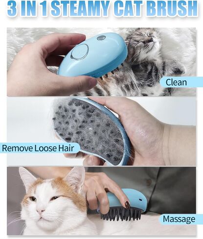 Cat Steam Brush for Shedding - 3 in 1 Steam Cat Brushes for Grooming and Massage - Whales Shaped Cat Brush with Steam for Dogs, Removing Tangled and Loose Hair(Pink) in Saudi Arabia