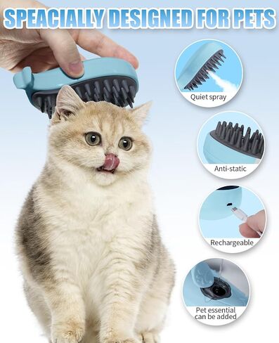 Cat Steam Brush for Shedding - 3 in 1 Steam Cat Brushes for Grooming and Massage - Whales Shaped Cat Brush with Steam for Dogs, Removing Tangled and Loose Hair(Pink) in Saudi Arabia