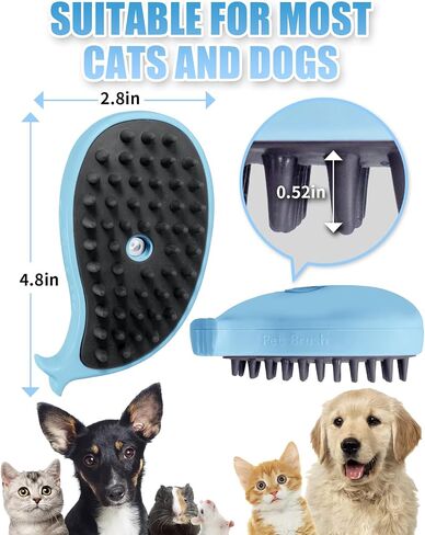 Cat Steam Brush for Shedding - 3 in 1 Steam Cat Brushes for Grooming and Massage - Whales Shaped Cat Brush with Steam for Dogs, Removing Tangled and Loose Hair(Pink) in Saudi Arabia