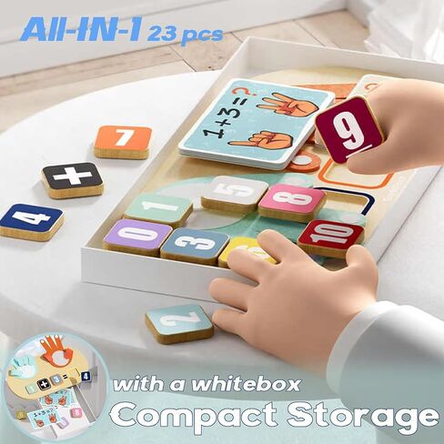 TOP BRIGHT Finger Math Addition & Subtraction Toys for Kids, Interactive Magnetic Beads Sorting Matching Learning Game for Ages 3 4 5+ Year, Educational Toys Gift for Preschoolers in Kuwait