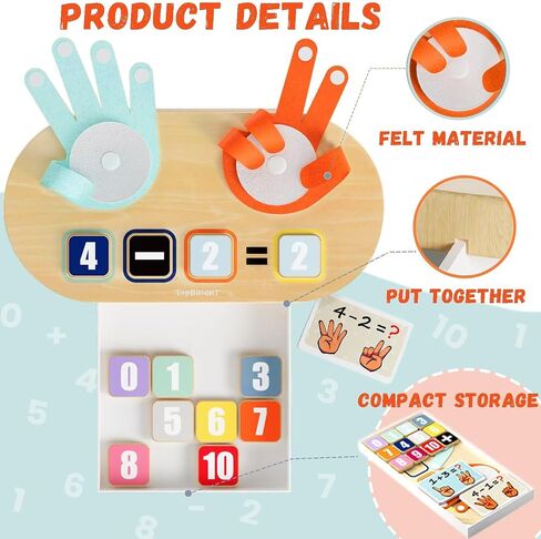 TOP BRIGHT Finger Math Addition & Subtraction Toys for Kids, Interactive Magnetic Beads Sorting Matching Learning Game for Ages 3 4 5+ Year, Educational Toys Gift for Preschoolers in Kuwait
