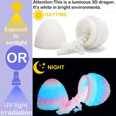 Ivrmtal 4PCS 3D Printed Dragon Eggs with Dragon Inside, Prefilled Easter Eggs with Toys for Kids 3D Printing Crystal Dragon Animals Toys Easter Basket Stuffers Dragon Gifts Desk Deco for Boys Girls in Kuwait