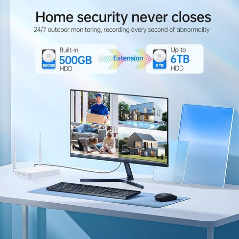 Camcamp Cameras for Home Security, 2-Way Audio Wireless Security Camera System, 1080P 4 Cam-Kit with 500GB HDD, Auto Tracking Color Night Vision 10CH Motion Detection Surveillance Security Camera in Saudi Arabia