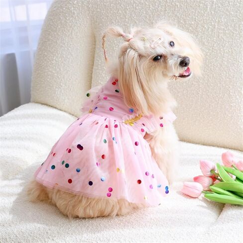 Small Dog Dresses Rose Flower Dog Cat Wedding Dress Puppy Tulle Dress Doggie Tutu Skirt Cat Outfit Pet Costume for Yorkie Teddy Chihuahua Clothes in Kuwait