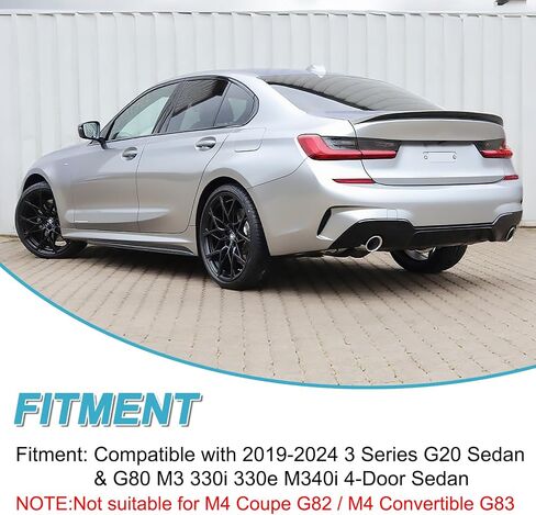 G20 Trunk Spoiler ، SPOVECTIONDER TAIL TAIL BEAD CAR الأسود اللامع ، مفسد جناح PSM على طراز PSM لعام 2019-2024 BMW G20 3 Series 330i M340i و G80 M3 All Models 2020 2022 2023 2023 in Kuwait