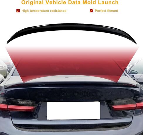 G20 Trunk Spoiler ، SPOVECTIONDER TAIL TAIL BEAD CAR الأسود اللامع ، مفسد جناح PSM على طراز PSM لعام 2019-2024 BMW G20 3 Series 330i M340i و G80 M3 All Models 2020 2022 2023 2023 in Kuwait