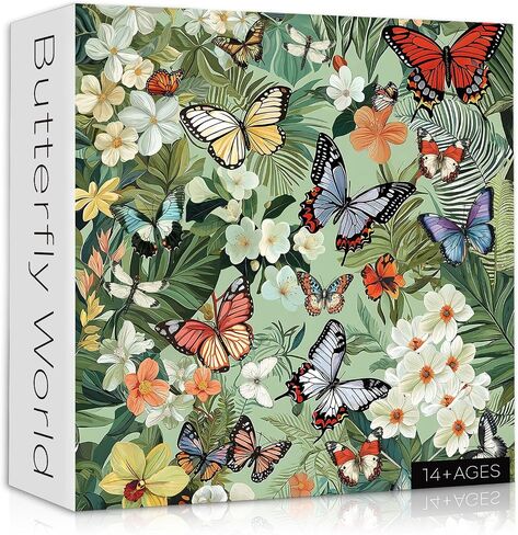 Butterfly Puzzles for Adults 1000 Pieces, Flower Animal Unique Art Puzzle Round, Jewels of The Fluttering Wings Jigsaw Puzzle Challenge in Saudi Arabia