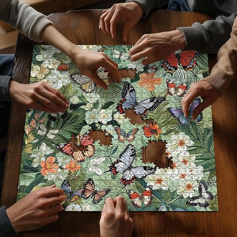Butterfly Puzzles for Adults 1000 Pieces, Flower Animal Unique Art Puzzle Round, Jewels of The Fluttering Wings Jigsaw Puzzle Challenge in Saudi Arabia