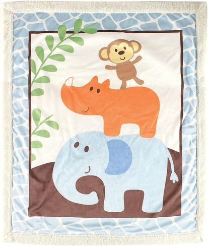 Luvable Friends Usisex Baby Plush بطانية مع Sherpa ، الفيل الأزرق ، وحجم واحد in Kuwait