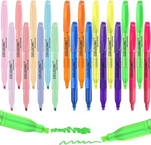 Highlighter - 12 Pack Color Tightlight ، وشفاف اللون الشفافة المرئية قلم الفلورسنت ، وعلامة نقطة إزميل عريضة ، قلم الفلورسنت ، المدرسة ، المكتب in Kuwait