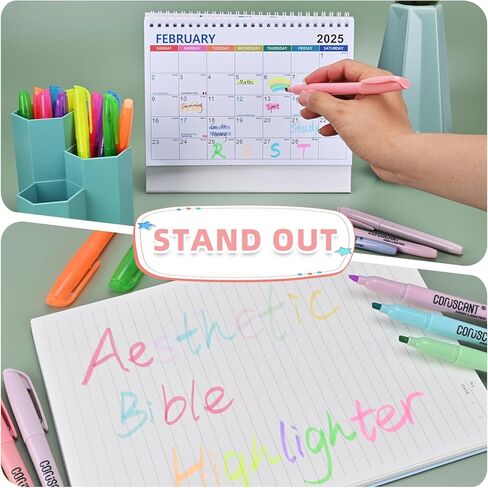 Highlighter - 12 Pack Color Tightlight ، وشفاف اللون الشفافة المرئية قلم الفلورسنت ، وعلامة نقطة إزميل عريضة ، قلم الفلورسنت ، المدرسة ، المكتب in Kuwait