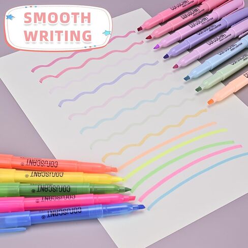 Highlighter - 12 Pack Color Tightlight ، وشفاف اللون الشفافة المرئية قلم الفلورسنت ، وعلامة نقطة إزميل عريضة ، قلم الفلورسنت ، المدرسة ، المكتب in Kuwait