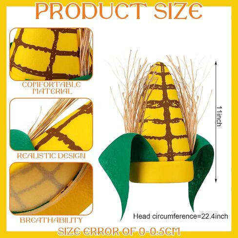 Berlune 4 Pcs Funny Corn Hats - Corn Cob Hat Accessories for Thanksgiving Cosplay Party in Kuwait
