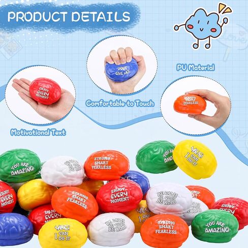 Poen 30 Pack دماغ الدماغ الكرة التحفيزية كرات الإجهاد الكثافة الصغيرة ملهمة الإجهاد كرات الإجهاد ونقلت الكرة in Kuwait