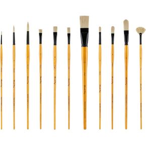 مجموعة فرشاة الطلاء الإبداعية Mimik Hog Professional Hog Hog Bristle Bristle Frishes for Acrylics ، الأحبار ، الأصباغ ، gouaches ، ألوان مائية ، Easein و Egg Mempera - [Deluxe 20 قطعة مجموعة W/Leather Case] in Saudi Arabia