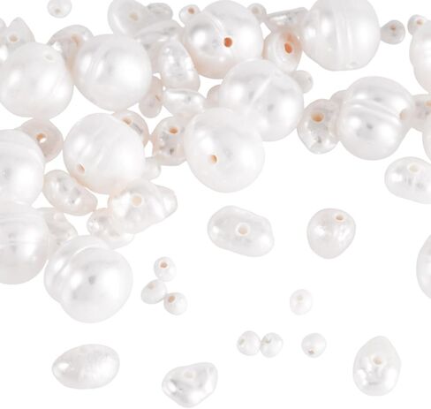 Cheriswelry 50pcs Natural Cultured Freshwater Pearl Beads for Jewelry Making Baroque Keshi Pearl Bead Seashell Loose Spacers 4~13.5mm for DIY Bracelet Necklace Making, Small in Kuwait