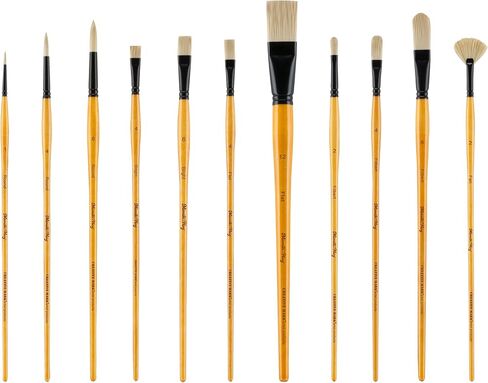 Creative Mark Paint Brush Set Mimik Hog Professional Synthetic Hog Bristle Brushes for Acrylics, Inks, Dyes, Gouaches, Watercolors, Easein & Egg Tempera - [Deluxe 20 Piece Set w/Leather Case] in Saudi Arabia
