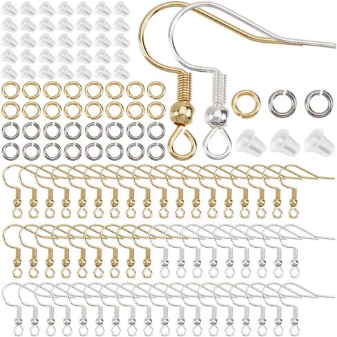 160 Sets 925 Sterling Silver Plated Silver Fish Hook Earring Wires French Wire Earring Hooks with Ear Nuts Dangle Hanging Stainless Steel Earring Findings Kits for Jewelry Making DIY Crafts in Kuwait