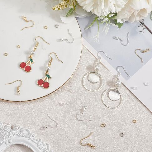 160 Sets 925 Sterling Silver Plated Silver Fish Hook Earring Wires French Wire Earring Hooks with Ear Nuts Dangle Hanging Stainless Steel Earring Findings Kits for Jewelry Making DIY Crafts in Kuwait