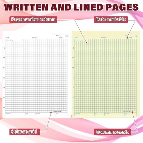 2 Pack Lab Notebook Carbonless Carbon Copy Copy Notebook Chemistry Chemistry Book Paper Grid Paper 8.5 '× 11' 'يحتوي على نسخ كربونية 50 صفحة محددة 100 ورقة ملزمة لفائف (أسود) in Saudi Arabia