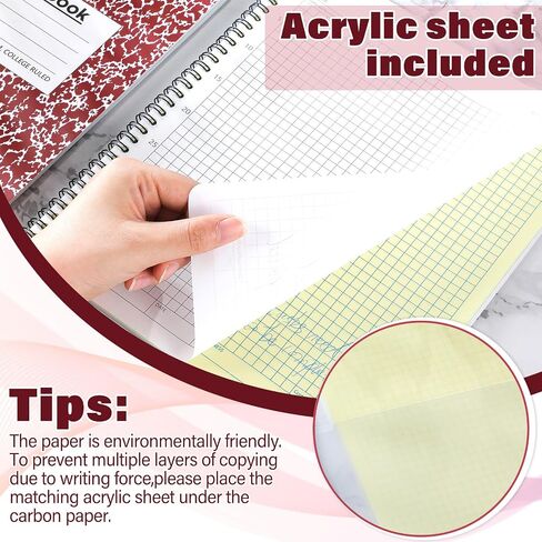 2 Pack Lab Notebook Carbonless Carbon Copy Copy Notebook Chemistry Chemistry Book Paper Grid Paper 8.5 '× 11' 'يحتوي على نسخ كربونية 50 صفحة محددة 100 ورقة ملزمة لفائف (أسود) in Saudi Arabia