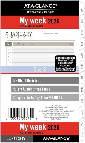 AT-A-GLANCE 2026 Planner Refill, Weekly, 8.5" x 11", Folio Size 5, Loose-Leaf (491-285-26) in Saudi Arabia